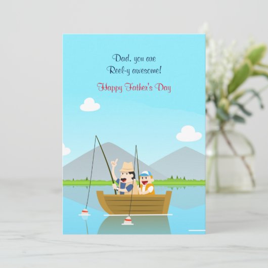 Vader en zoon Vist Vaderdag Kaart (Staand voorkant)
