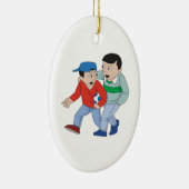 Vader en zoon Voetbal Keramisch Ornament (Rechts)