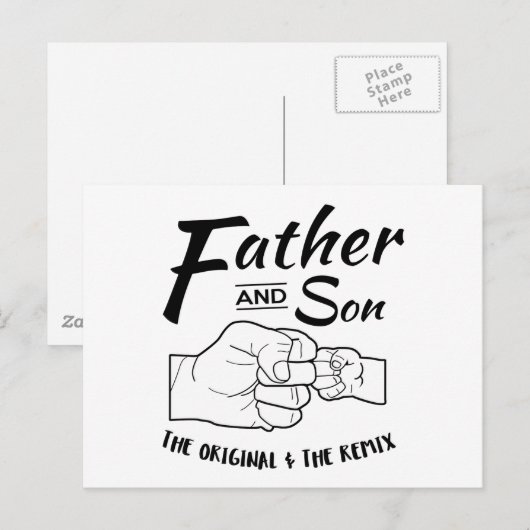 Vader en zoon vuistslag briefkaart (Voorkant / Achterkant)