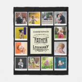 Vader Foto Collage Sjabloon Name Black Fleece Deken (Voorkant)