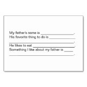 Vader Foto op Gepersonaliseerde Familie Flashcards Kaart (Achterkant)