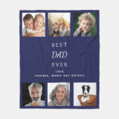 Vader fotocollage marineblauw fleece deken (Voorkant)