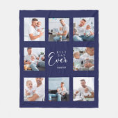 Vader fotocollage marineblauw fleece deken (Voorkant)