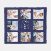Vader fotocollage marineblauw fleece deken (Voorkant (Horizontaal))