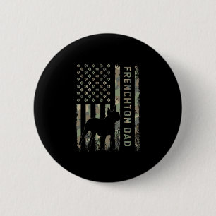 Vader Franse Bulldog Boston Terrier Camo Vlag Vs Ronde Button 5,7 Cm