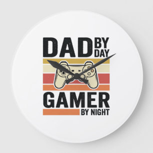 Vader Gamer Vintage Controller T-Shirt Ontwerp_1 Grote Klok