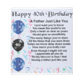 Vader gedicht - 40e verjaardag notitieblok (Voorkant)