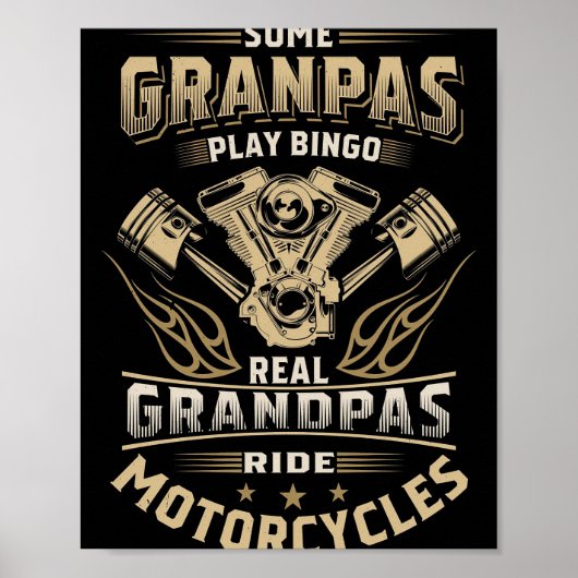 Vader geeft een aantal Grandpas Ride Motorcycli Poster (Voorkant)