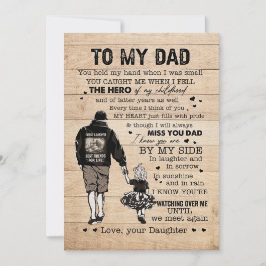 Vader geeft mijn vader mijn Hero Save The Date (Voorkant)