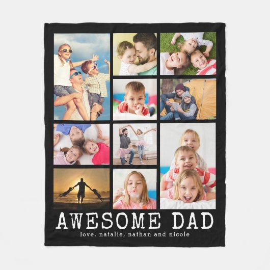 Vader GEWELDIGE DAD 10 Fotocollage Fleece Deken (Voorkant)