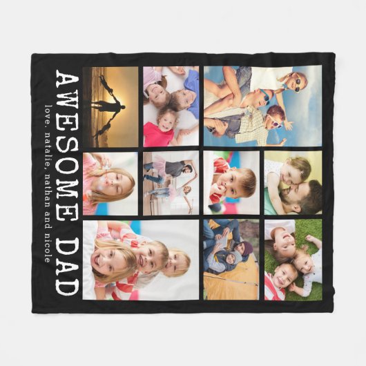 Vader GEWELDIGE DAD 10 Fotocollage Fleece Deken (Voorkant (Horizontaal))