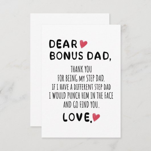 Vader Gift Beste Bonus RSVP Kaartje (Voorkant / Achterkant)