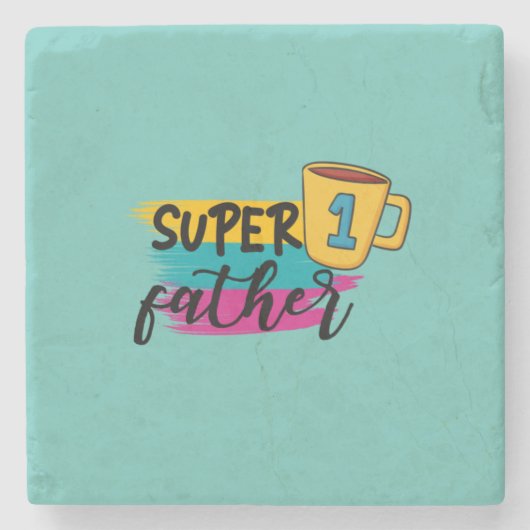 Vader Gift Super Vader Stenen Onderzetter (Voorkant)