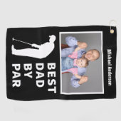 Vader Golfen Grappige Beste Pap Door Par Foto Aang Golfhanddoek (Horizontaal)