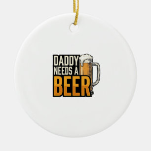 Vader heeft een bier nodig Vintage graveer shirt o Keramisch Ornament
