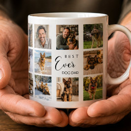 Vader hond papa foto collage wit zwart koffiemok