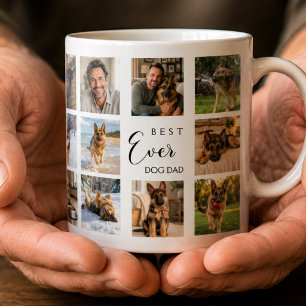 Vader hond papa foto collage wit zwart koffiemok