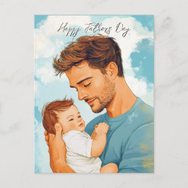 Vader houdt kind en aangepaste Boodschap binnen Briefkaart