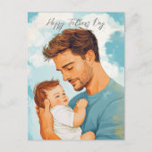 Vader houdt kind en aangepaste Boodschap binnen Briefkaart (Voorkant)