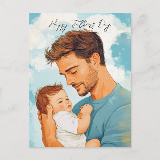 Vader houdt kind en aangepaste Boodschap binnen Briefkaart (Voorkant)