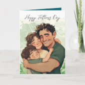 Vader houdt kinderen en aangepaste Boodschap binne Kaart (Voorkant)