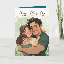 Vader houdt kinderen en aangepaste Boodschap binne Kaart