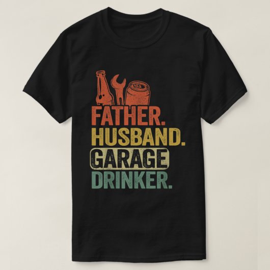 Vader Husband Garage Drinker  Mechanic Pap T-shirt (Design voorkant)