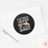 Vader i draag blauw voor autisme bewustzijn ronde sticker (Envelop)