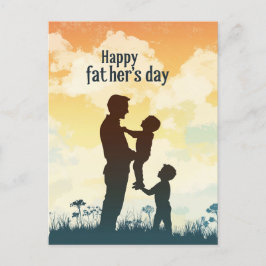 Vader I kinder silhouet Vaderdag briefkaart