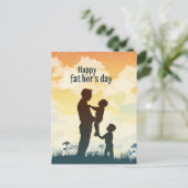 Vader I kinder silhouet Vaderdag briefkaart (Staand voorkant)