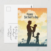 Vader I kinder silhouet Vaderdag briefkaart (Voorkant / Achterkant)