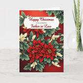 Vader in de wet Kerstmis Poinsettias Feestdagen Kaart (Voorkant)