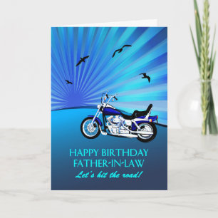Vader in Law Birthday Motorbike Sunset Kaart