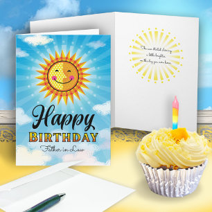 Vader in Law Birthday Yellow Smiling Sun Card Kaart