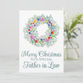 Vader in Recht Kleurrijke Kerstkrans Feestdagenkaart (Staand voorkant)
