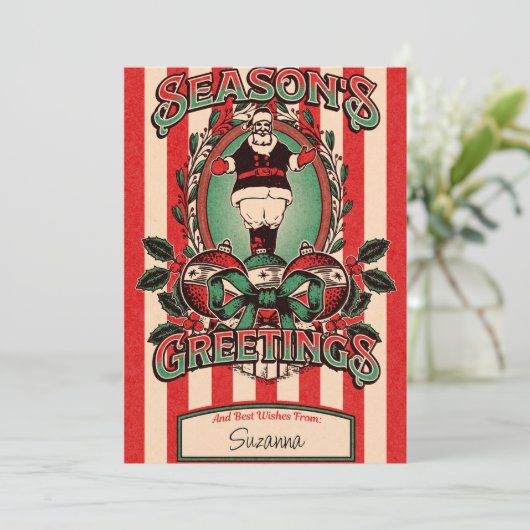  Vader Kerst. Bewerkbare kerst Kaart (Staand voorkant)