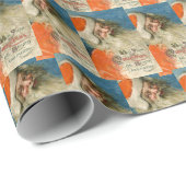 Vader Kerst Blauw Collage Ephemera Cadeaupapier (Rol Hoek)