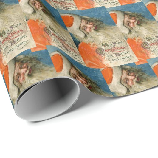  Vader Kerst Blauw Collage Ephemera Cadeaupapier (Rol Hoek)