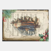Vader Kerst Bloemen Muziek Ephemera Inpakpapier Vel (Voorkant 2)