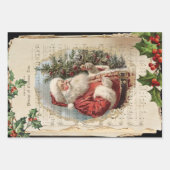 Vader Kerst Bloemen Muziek Ephemera Inpakpapier Vel (Voorkant)