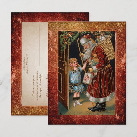  Vader Kerst en Holly Briefkaart (Voorkant / Achterkant)