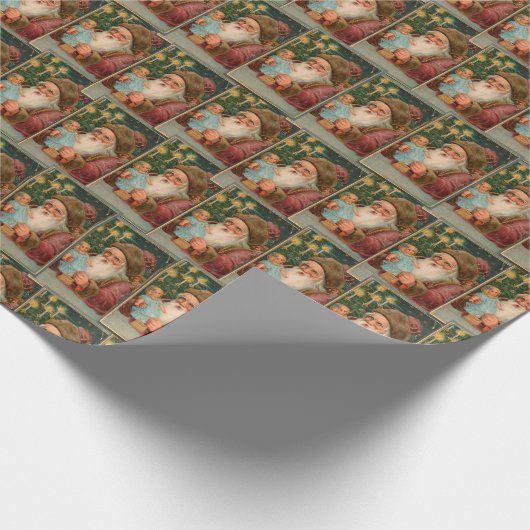  Vader Kerst Groene Collage Ephemera Cadeaupapier (Hoek)