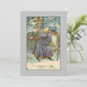  Vader Kerst in Sneeuwrijke Bossen Feestdagenkaart (Staand voorkant)