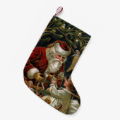 vader kerstcadeaus aan kind kleine kerstsok (Voorkant (Hangend))