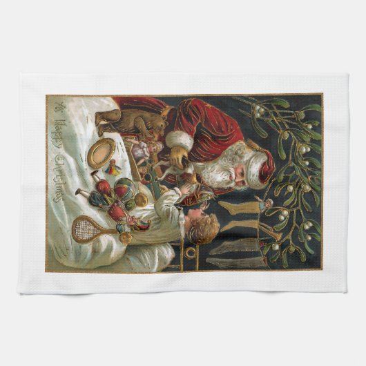 vader kerstcadeaus aan kind theedoek (Horizontaal)