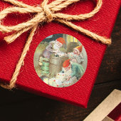  Vader Kerstman Elf Geschenken Ronde Sticker