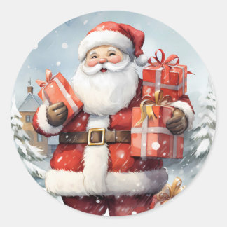 Vader Kerstman Sinterklaas met Cadeaus Winter Ronde Sticker