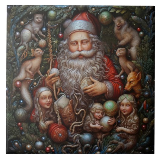 Vader Kerstman Sinterklaas Spaans Teracota Tegeltje (Voorkant)