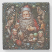 Vader Kerstman Sinterklaas Spaans Terracotta Stenen Onderzetter (Voorkant)