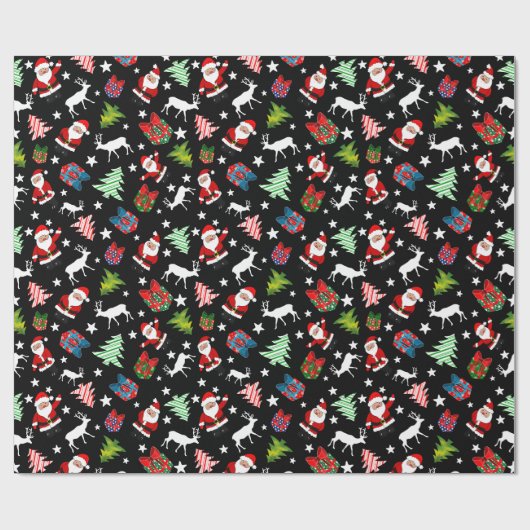 Vader Kerstmis en rendieren Patterned Cadeaupapier (Vlak)